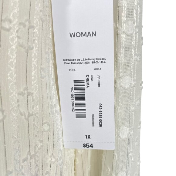 NWT Liz Claiborne Ivory Textured Semi‑Sheer Blouse – Long Sleeve, Plus Size 1X - Picture 7 of 16